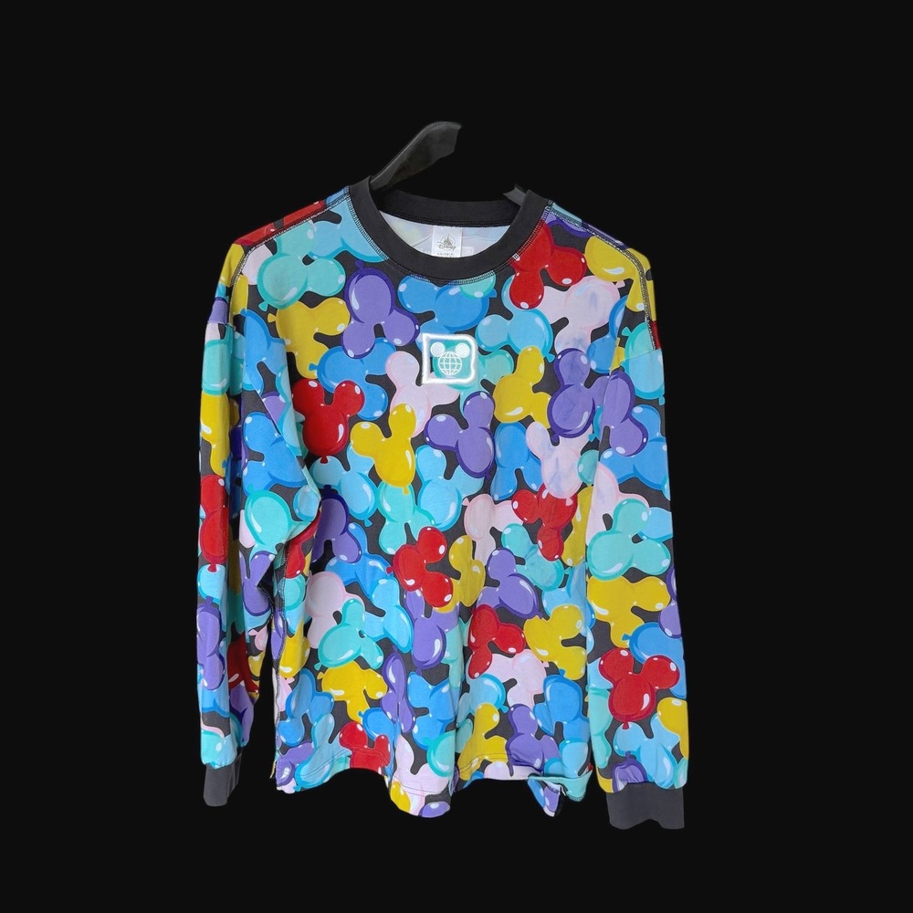 Disney Walt Disney World Mickey Mouse Balloon Long Sleeve Shirt L Distressed